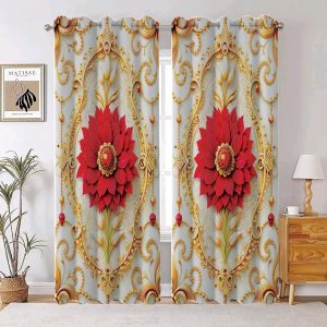 3D Print Premium Curtains (2 Piece Set) - ৫ ফুট বাই ৭ ফুট | Shikorbazar