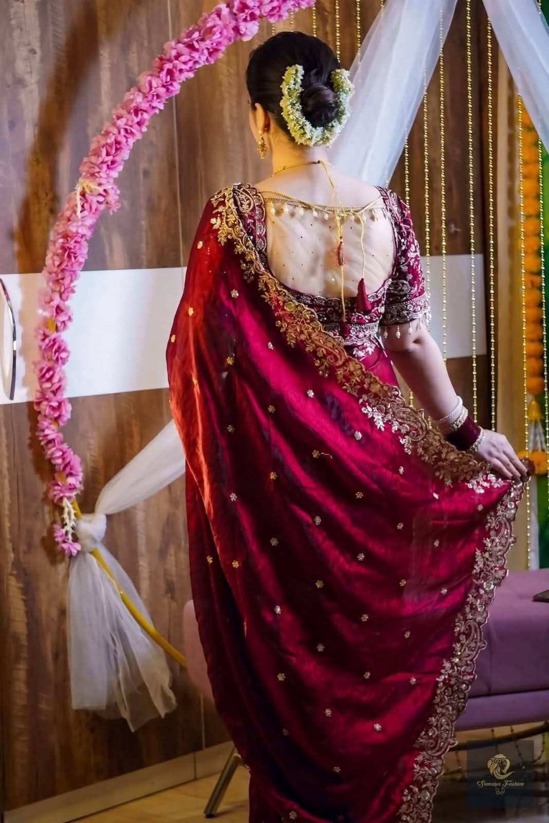 Viral Sharee ভাইরাল জিম্মি চু শাড়ি: স্টানিং এমব্রয়ডারি ও হেভি ব্লাউজ পিস সহ (১০০% অরিজিনাল) - Image 5