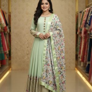 Jorjet Embroidery Party Dress প্রিমিয়াম জর্জেট এমব্রয়ডারি পার্টি ড্রেস - সেমি স্টিচড ও হাই-কোয়ালিটি ডিজাইন