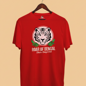 শিকড়(Shikor) Roar of Bengal প্রিমিয়াম কটন টি-শার্ট - লাল কালার